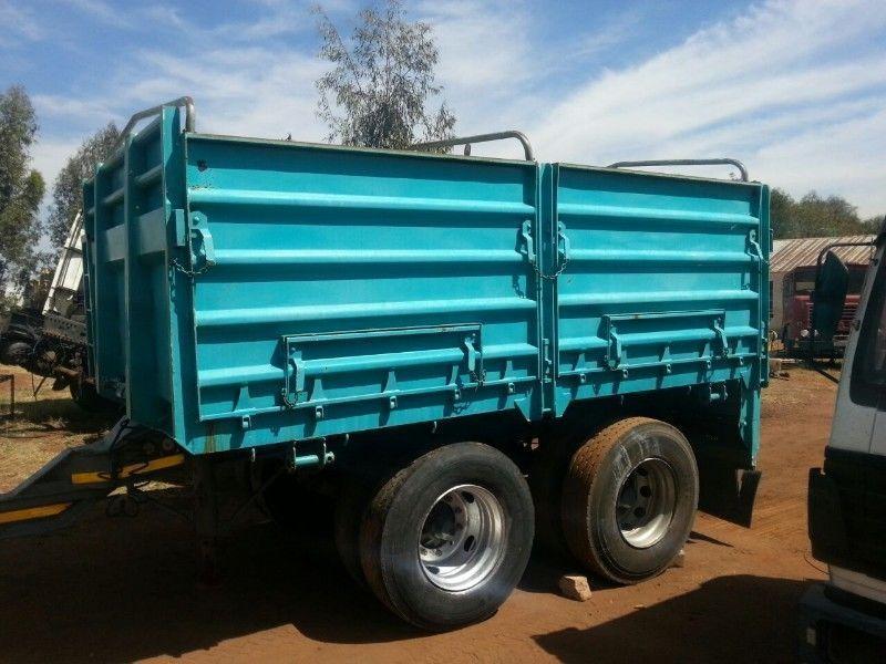 2002, Henred, double axle draw bar trailer with mass sides