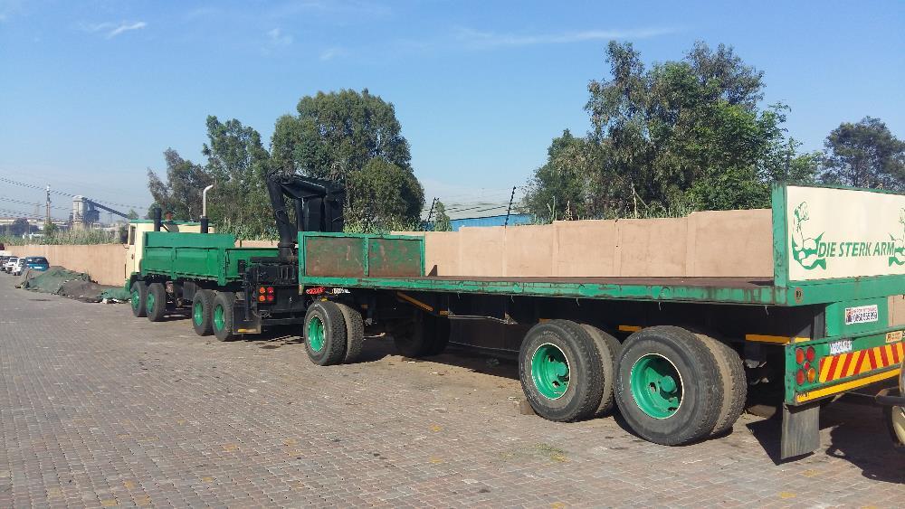 ERF crane truck with 8500kg working crane and a 12 ton drawbar trailer
