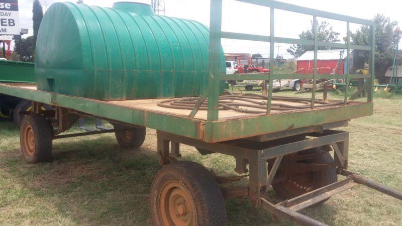 Farm trailer with water tank and honda water pump