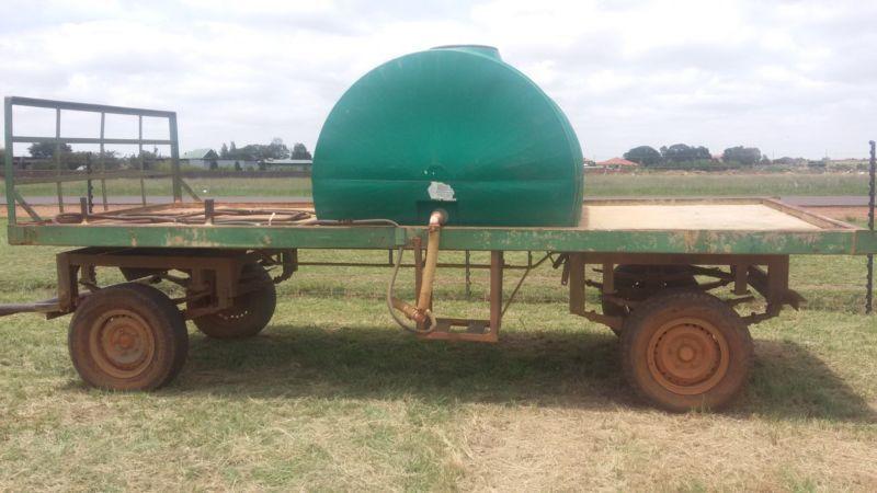 Farm trailer with water tank and honda water pump