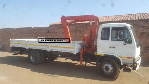 2000 nissan ud90 8 ton crane truck with drop sides