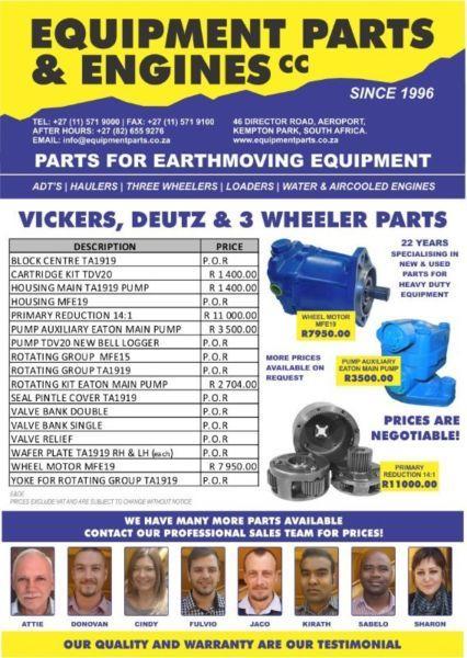 VICKERS, DEUTZ & THREE WHEELER PARTS