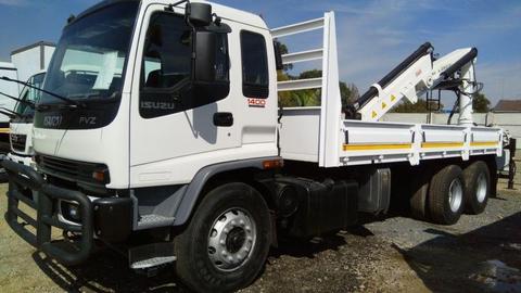 2008 Isuzu FVZ1400 tagaxle dropside truck fitted with crane