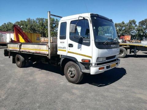 1997 ISUZU 500 FREIGHTER WITH DROP SIDES AND CRANE