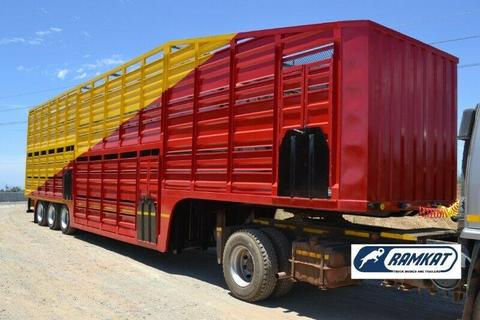 Double Deck Livestock Trailer with Belly-box 